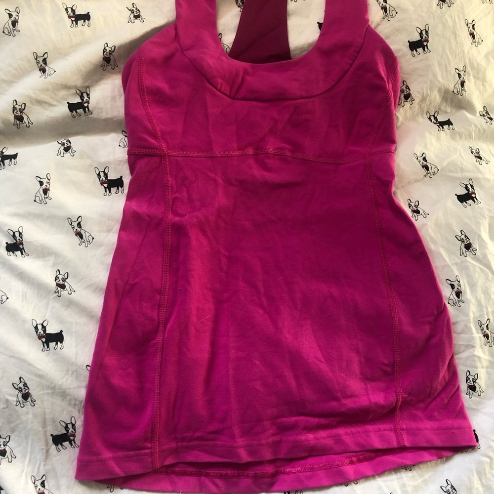 Lululemon  sz 4 bold pink workout tank built in shelf bra